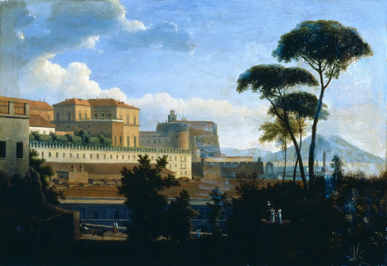 Alexandre Hyacinthe Dunouy - Il Palazzo Reale di Napoli visto da Santa Lucia, Museo dell'Appartemento Storico del Palazzo Reale, Napoli